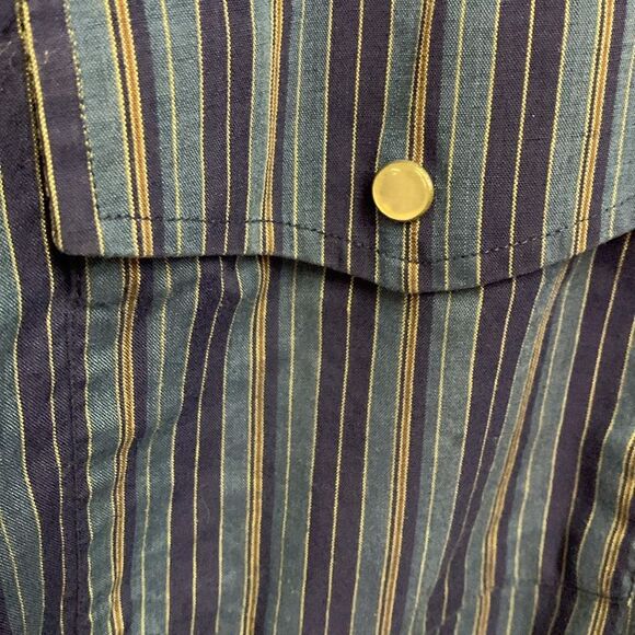 Outlaw Vintage 90s Blue Stripe Pearl Snap Short Sleeve Western Shirt Size 1X Big - Picture 4 of 10